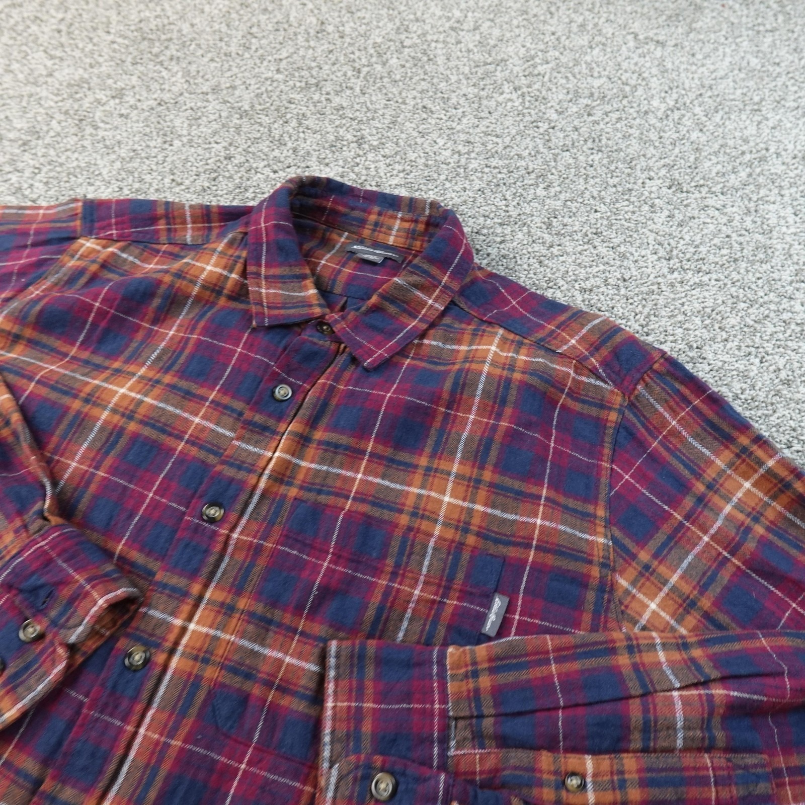 Eddie Bauer Shirt Mens Xl Red Blue Plaid Flannel Button Up Long Sleeve Outdoor